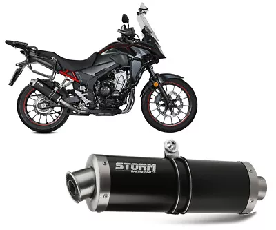 Exhaust Muffler Oval Storm Acciaio Inox Black For Honda CB 500 X 2021 > 2023 • $228.12